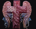 Red and Blue Cross with Angel Wings
