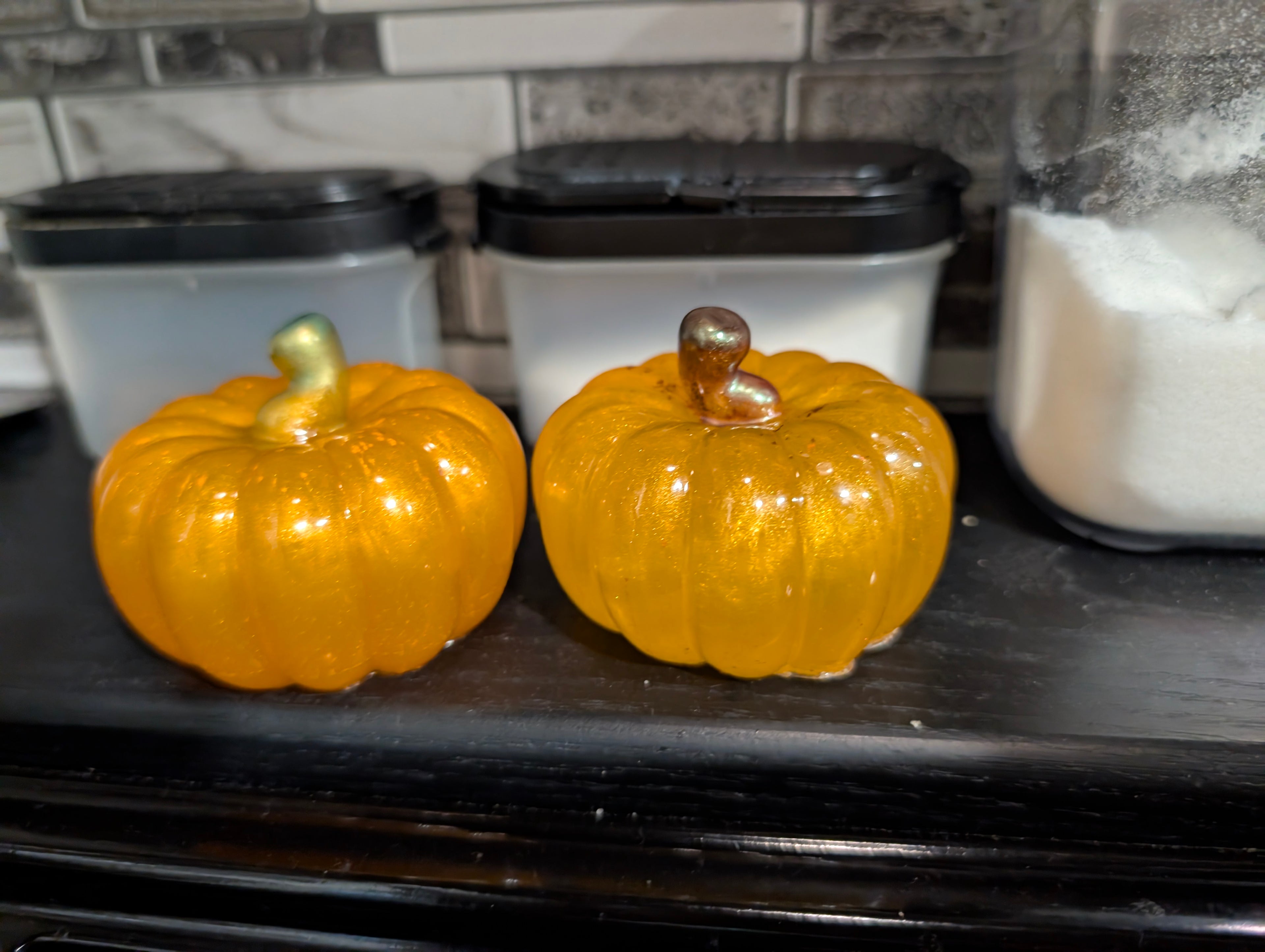 Handcrafted Resin Decorative Pumpkins / Pair
